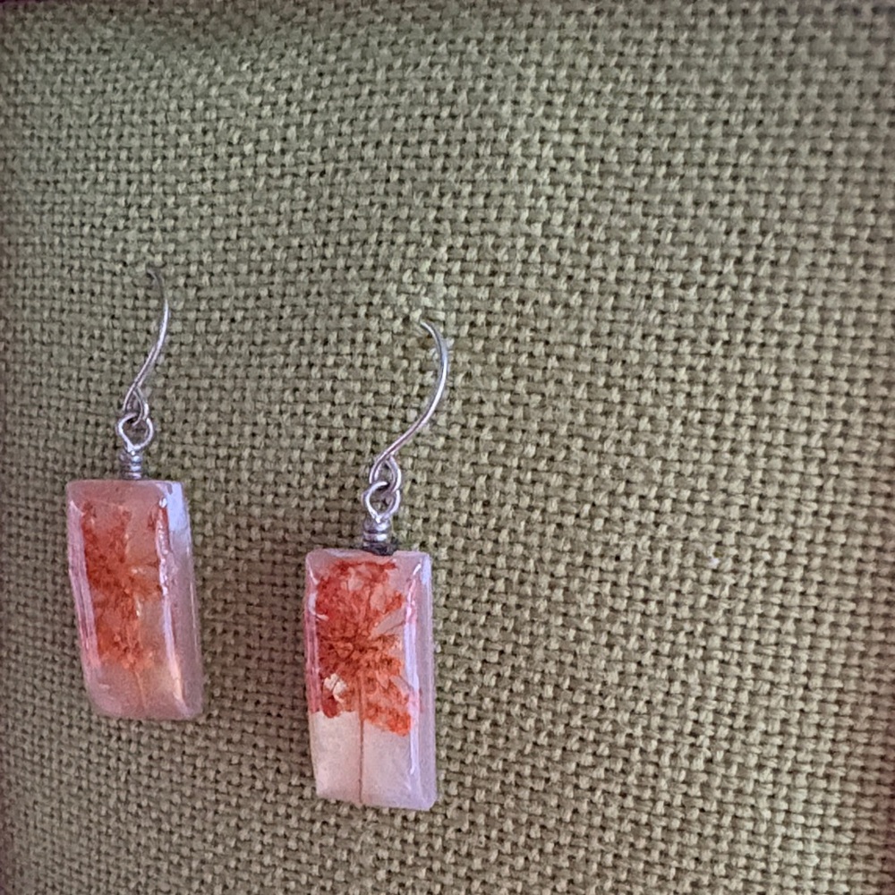 Chic Orange Botanical Rectangular Earrings - image 5